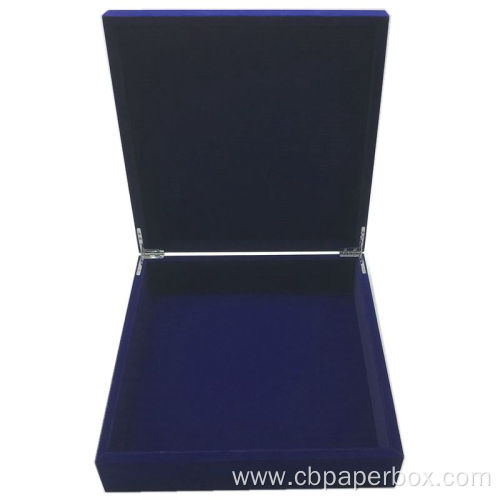 Blue Velvet Wooden Box For Dates Laser Logo